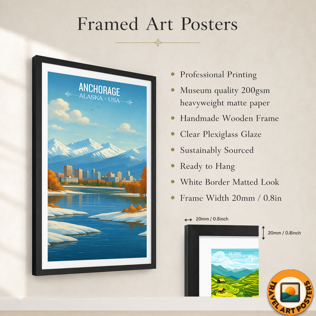 Anchorage - Alaska - Travel Poster Print Modern Style Wall Art