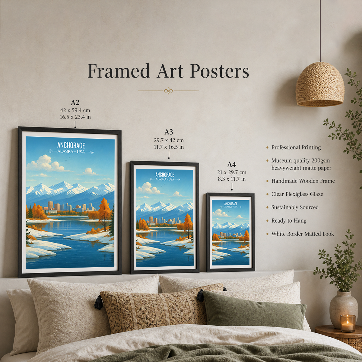 Anchorage - Alaska - Travel Poster Print Modern Style Wall Art