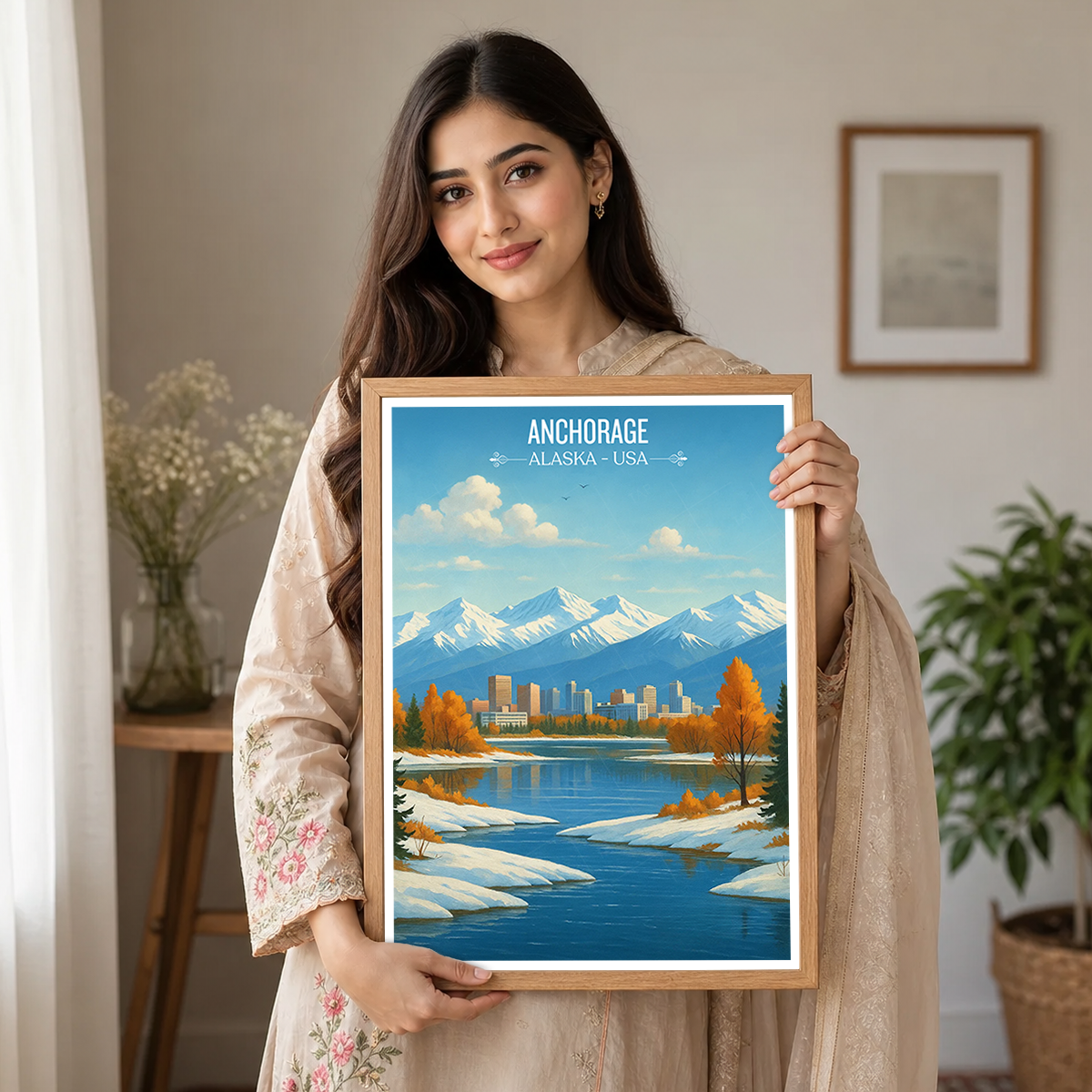 Anchorage - Alaska - Travel Poster Print Modern Style Wall Art