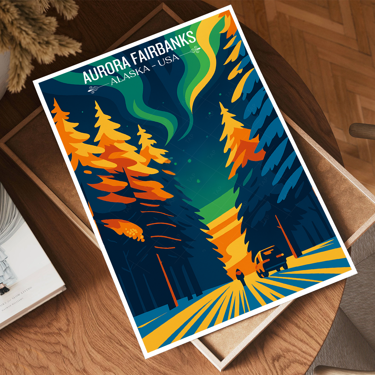 Aurora Fairbanks - Alaska - Travel Poster Print Modern Style Wall Art