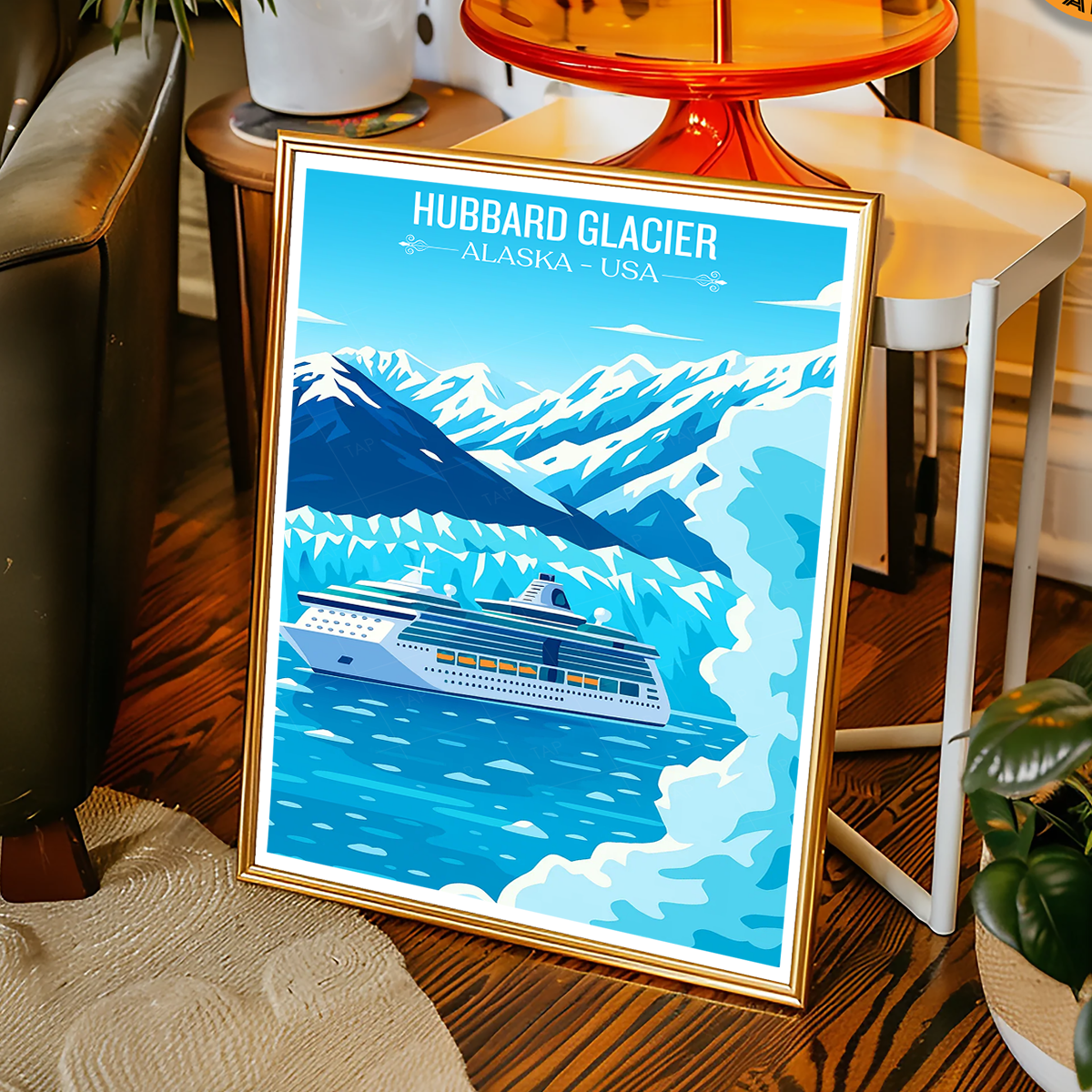 Hubbard Glacier - Alaska - Travel Poster Print Modern Style Wall Art