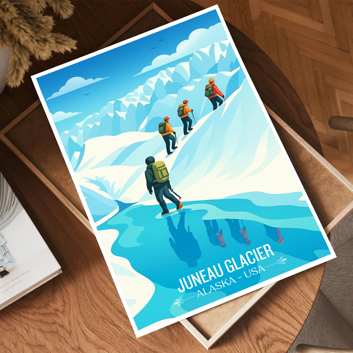 Juneau Glacier - Alaska - Travel Poster Print Modern Style Wall Art