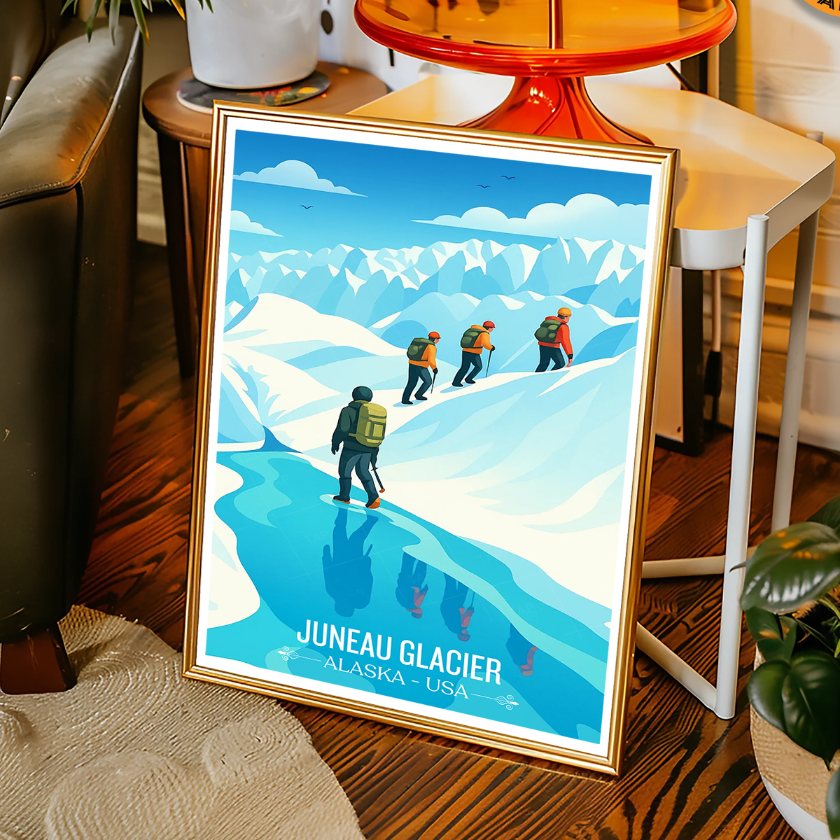 Juneau Glacier - Alaska - Travel Poster Print Modern Style Wall Art