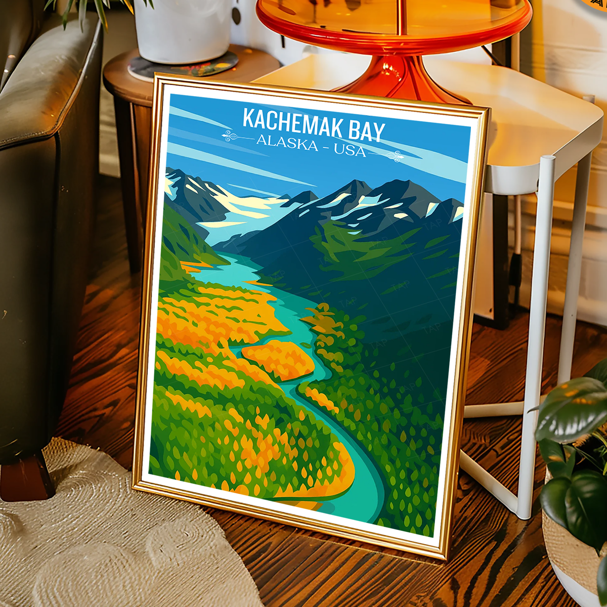 Kachemak Bay - Alaska - Travel Poster Print Modern Style Wall Art
