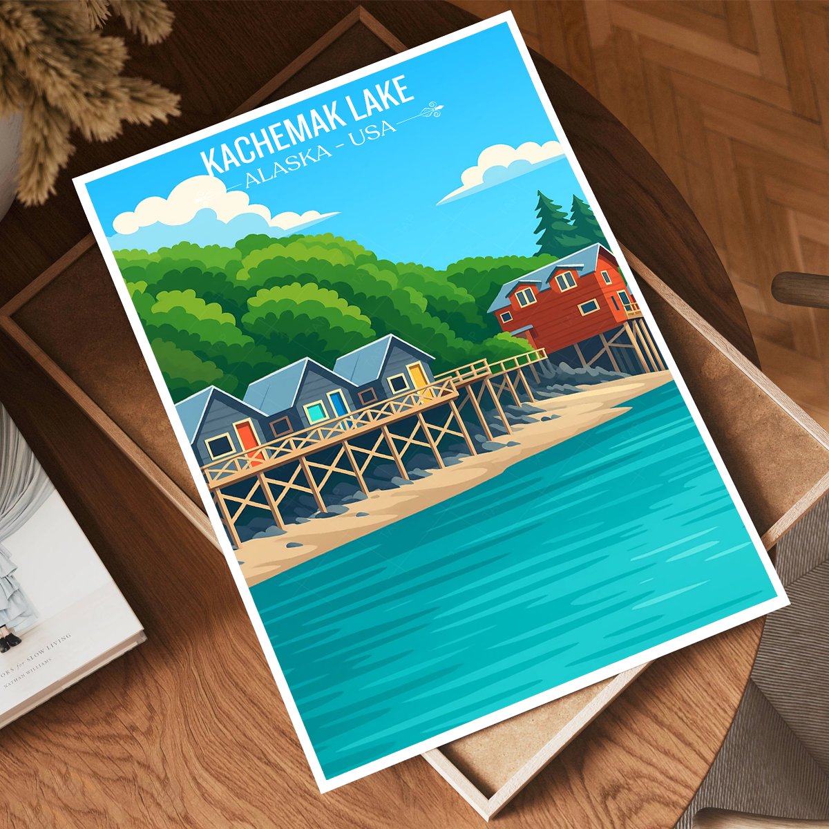Kachemak Lake - Alaska - Travel Poster Print Modern Style Wall Art