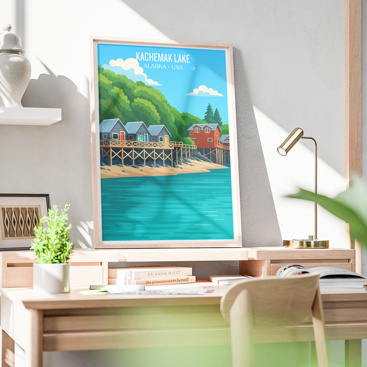 Kachemak Lake - Alaska - Travel Poster Print Modern Style Wall Art