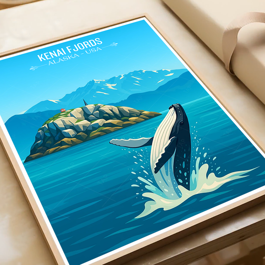 Kenai Fjords - Alaska - Travel Poster Print Modern Style Wall Art - Art Print - Travel Art Poster