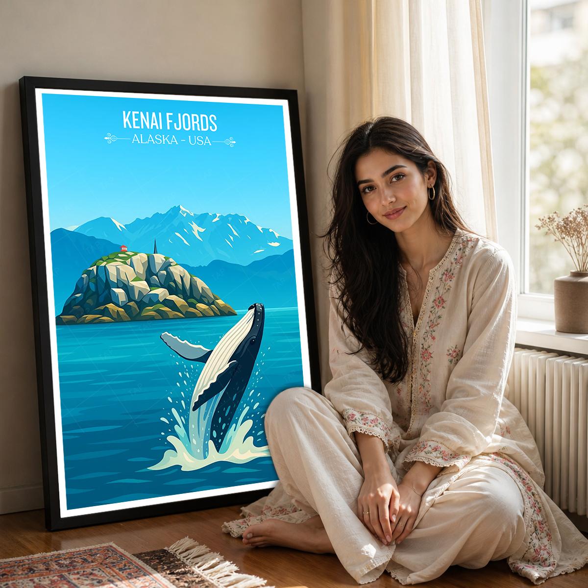 Kenai Fjords - Alaska - Travel Poster Print Modern Style Wall Art