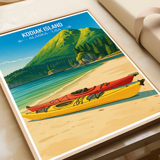 Kodiak Island - Alaska - Travel Poster Print Modern Style Wall Art - Art Print - Travel Art Poster