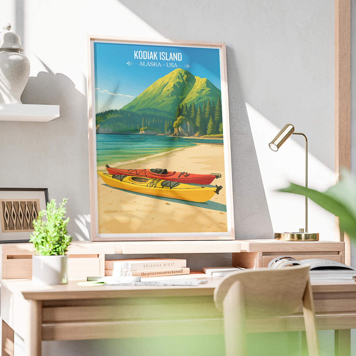 Kodiak Island - Alaska - Travel Poster Print Modern Style Wall Art