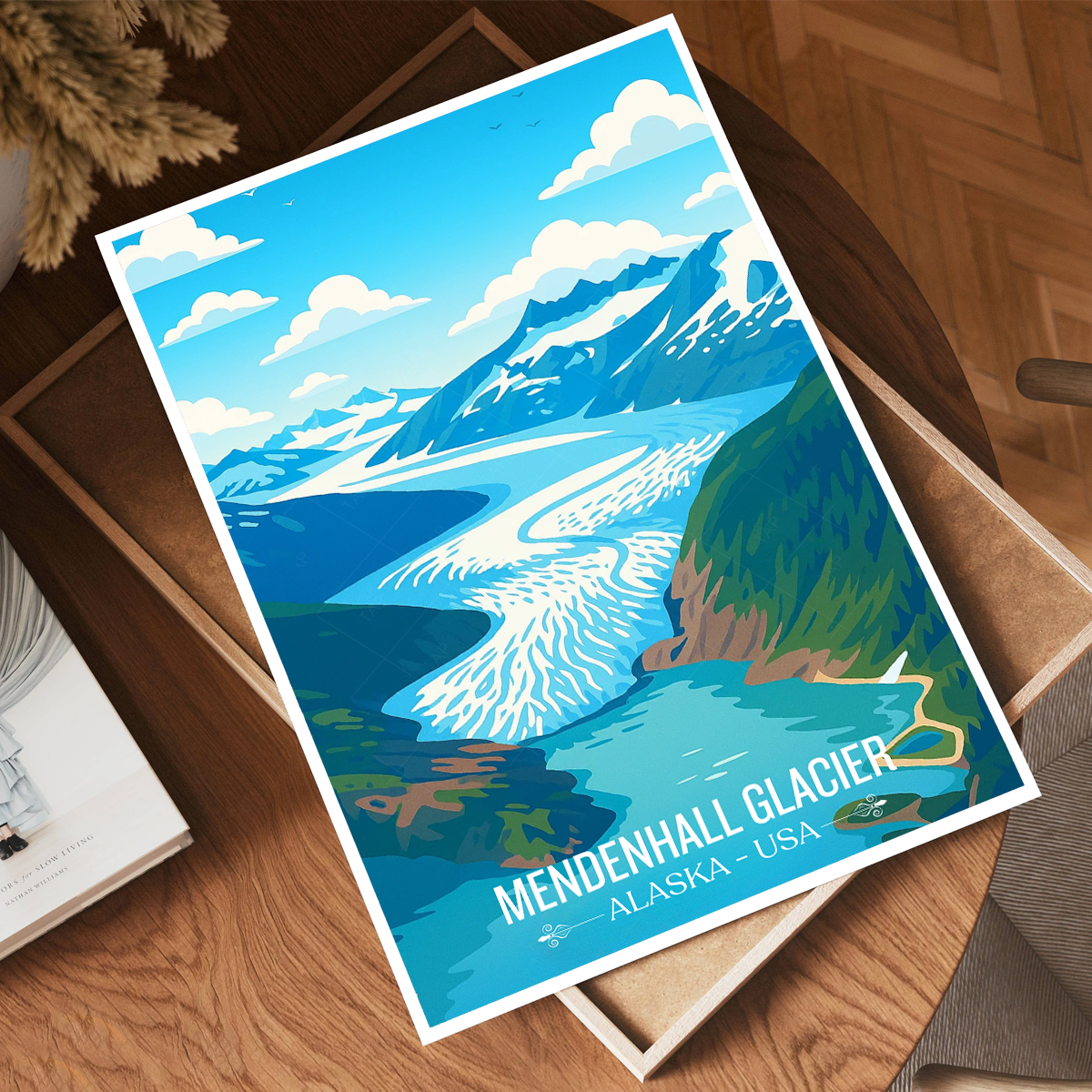 Mendenhall Glacier - Alaska - Travel Poster Print Modern Style Wall Art