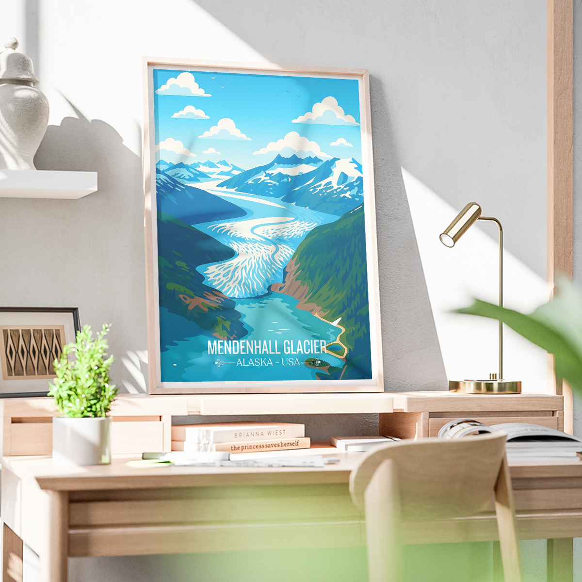 Mendenhall Glacier - Alaska - Travel Poster Print Modern Style Wall Art