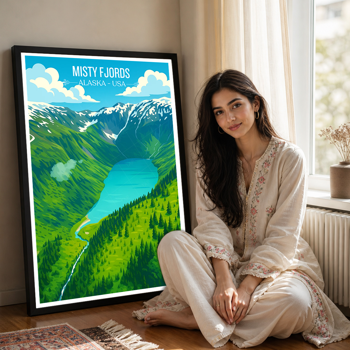 Misty Fjords - Alaska - Travel Poster Print Modern Style Wall Art