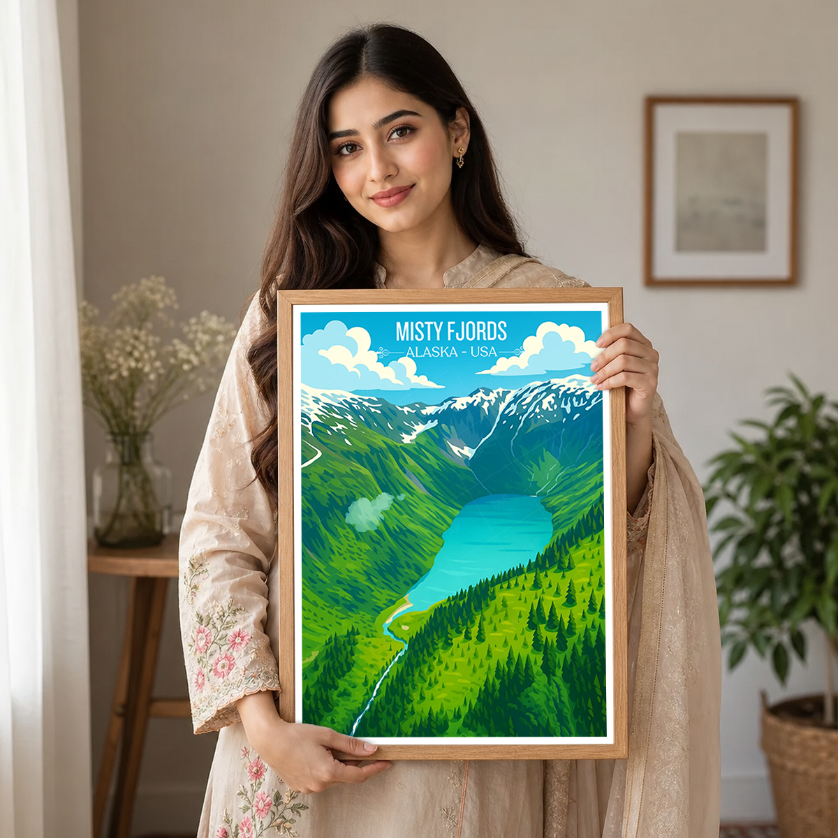 Misty Fjords - Alaska - Travel Poster Print Modern Style Wall Art