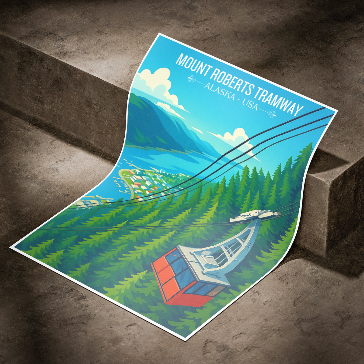 Mount Roberts Tramway - Alaska - Travel Poster Print Modern Style Wall Art