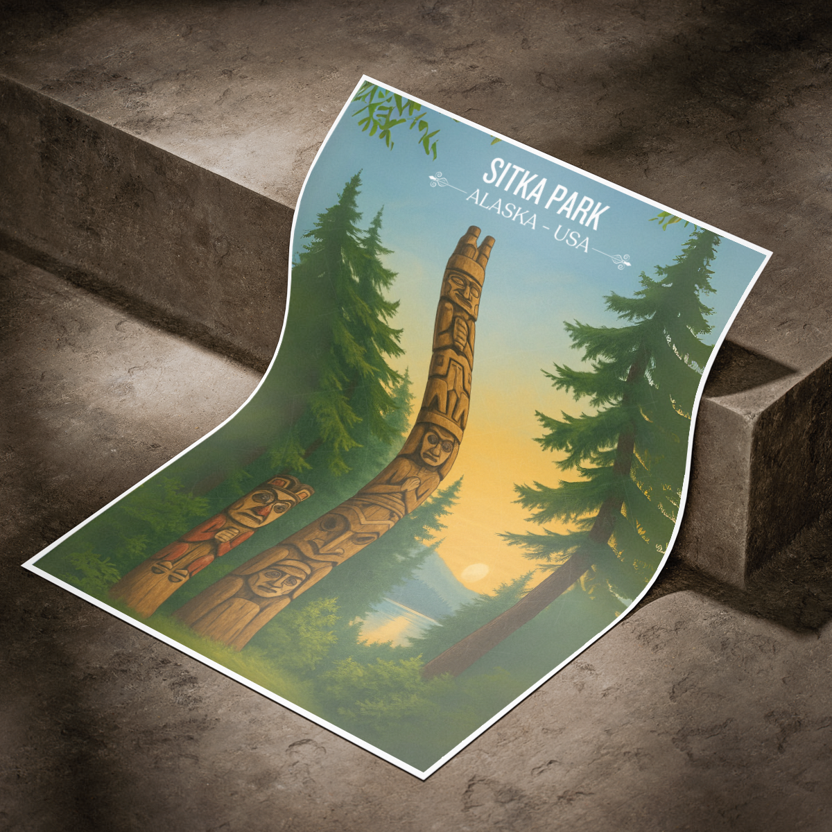 Sitka Park - Alaska - Travel Poster Print Modern Style Wall Art