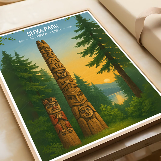 Sitka Park - Alaska - Travel Poster Print Modern Style Wall Art - Art Print - Travel Art Poster