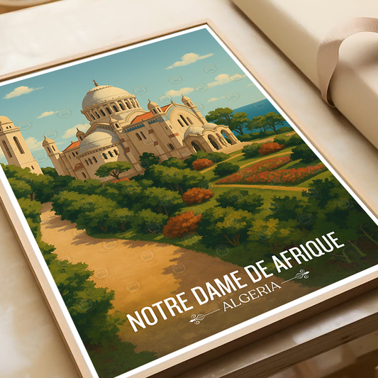 Notre Dame De Afrique - Algeria - Travel Poster Vintage Style Wall Art Print - Art Print - Travel Art Poster