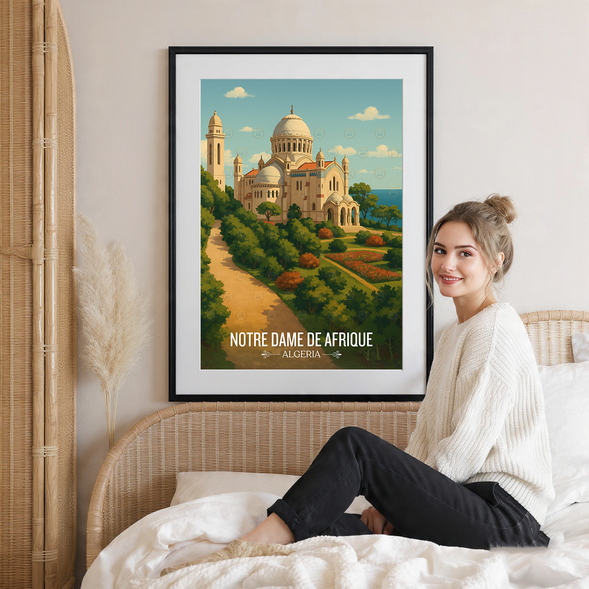 Notre Dame De Afrique - Algeria - Travel Poster Vintage Style Wall Art Print - Art Print - Travel Art Poster