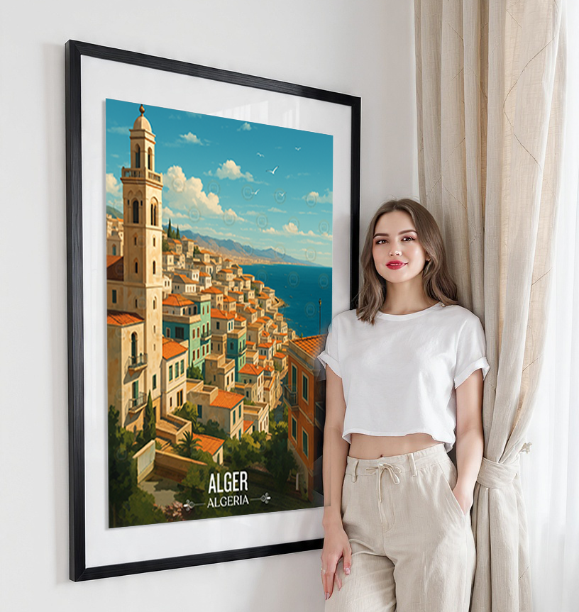 Alger - Algeria - Travel Poster Vintage Style Wall Art Print - Art Print - Travel Art Poster