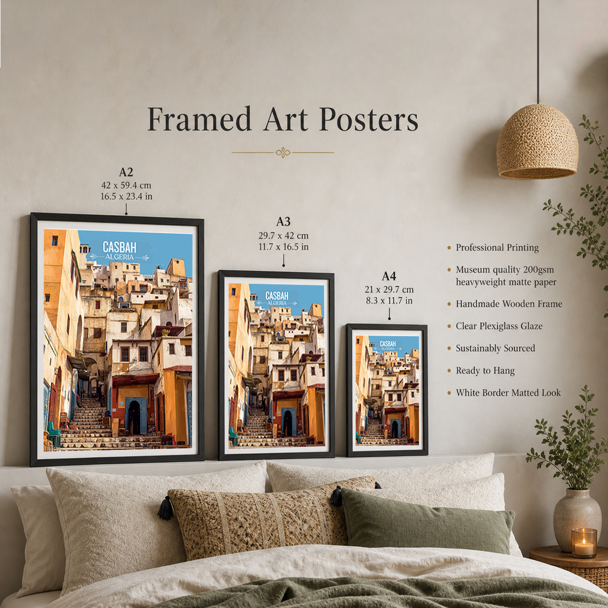 Casbah - Algeria - Travel Poster Vintage Style Wall Art Print - Art Print - Travel Art Poster