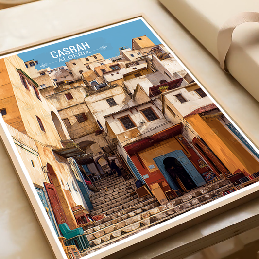 Casbah - Algeria - Travel Poster Vintage Style Wall Art Print - Art Print - Travel Art Poster