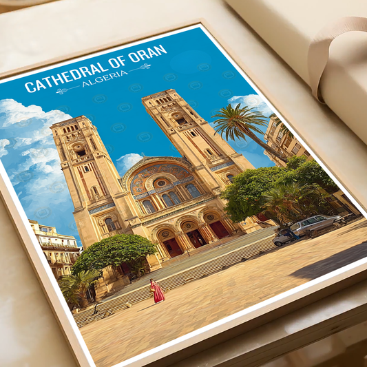 Cathedral of Oran - Algeria - Travel Poster Vintage Style Wall Art Print - Art Print - Travel Art Poster