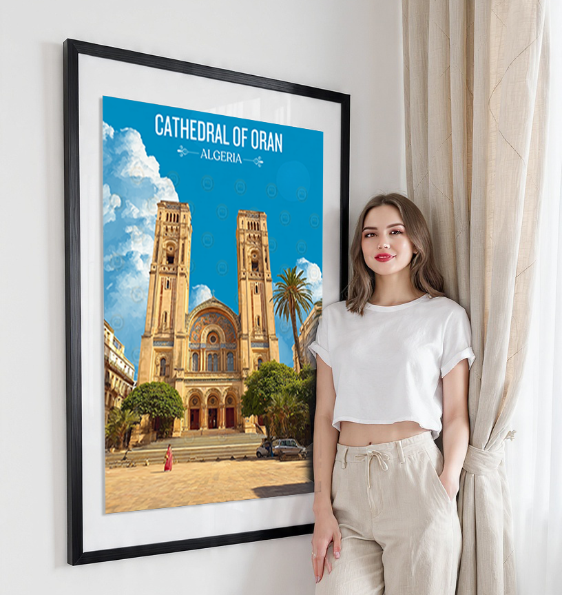 Cathedral of Oran - Algeria - Travel Poster Vintage Style Wall Art Print - Art Print - Travel Art Poster