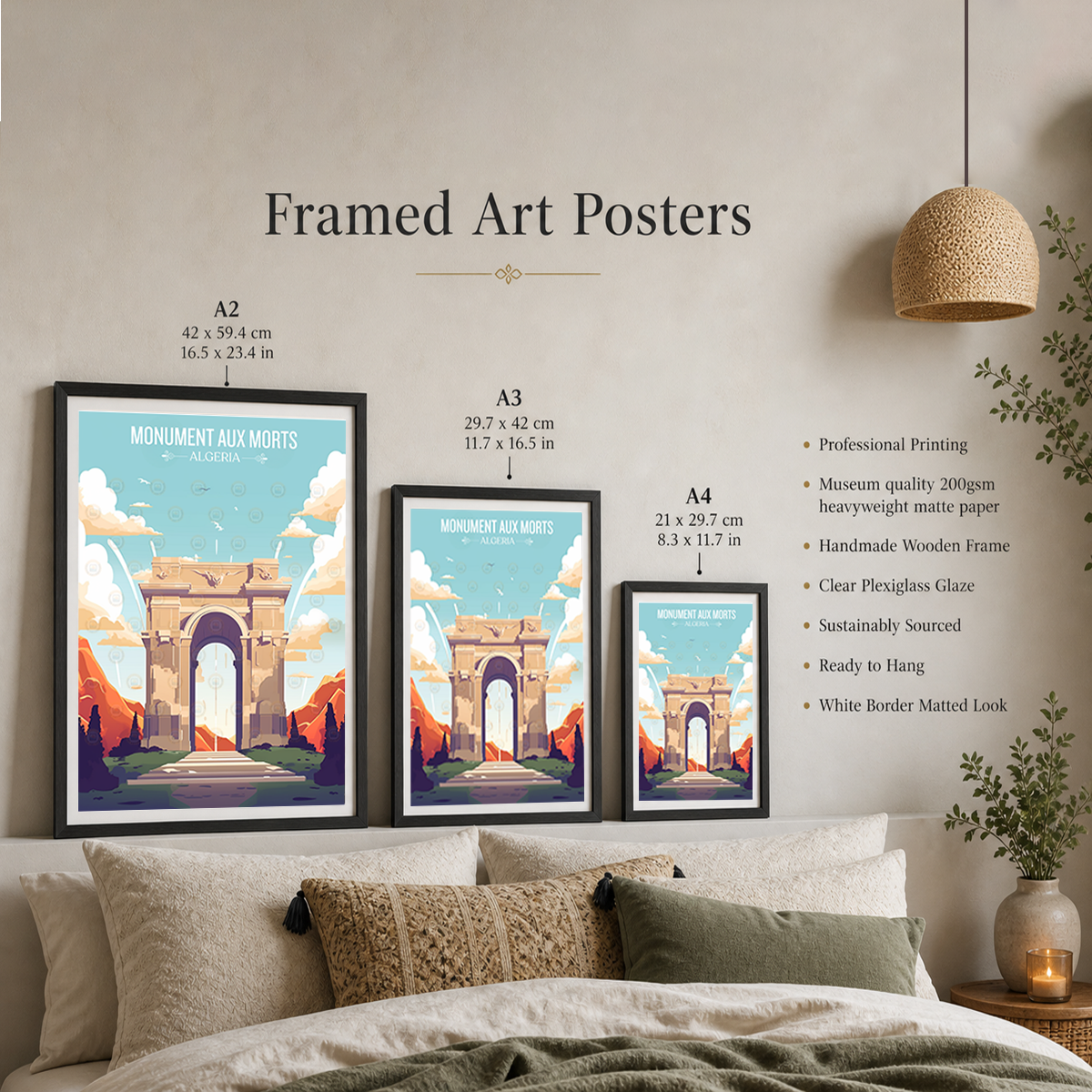 Monument Aux Morts - Algeria - Travel Poster Vintage Style Wall Art Print - Art Print - Travel Art Poster