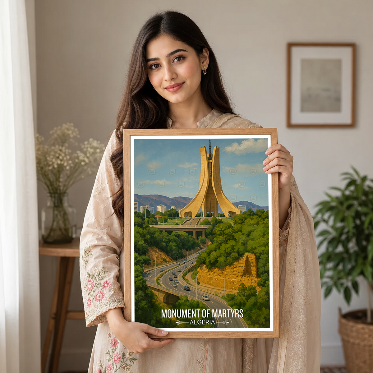 Monument of Martyrs - Algeria - Travel Poster Vintage Style Wall Art Print - Art Print - Travel Art Poster
