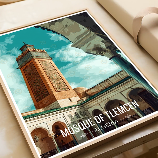 Mosque of Tlemcen - Algeria - Travel Poster Vintage Style Wall Art Print - Art Print - Travel Art Poster