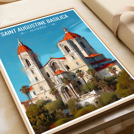 Saint Augustine Basilica - Algeria - Travel Poster Vintage Style Wall Art Print - Art Print - Travel Art Poster