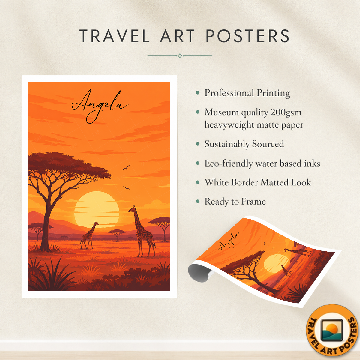 Angola - Travel Poster Vintage Style Wall Art Print - Art Print - Travel Art Poster