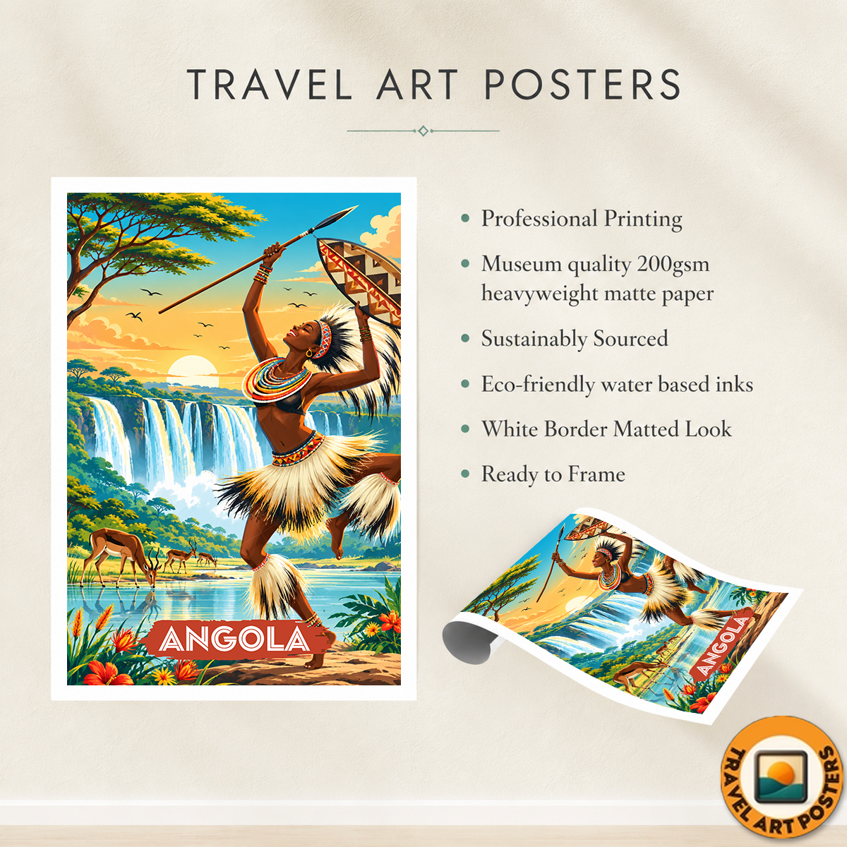 Angola - Travel Poster Vintage Style Wall Art Print - Art Print - Travel Art Poster