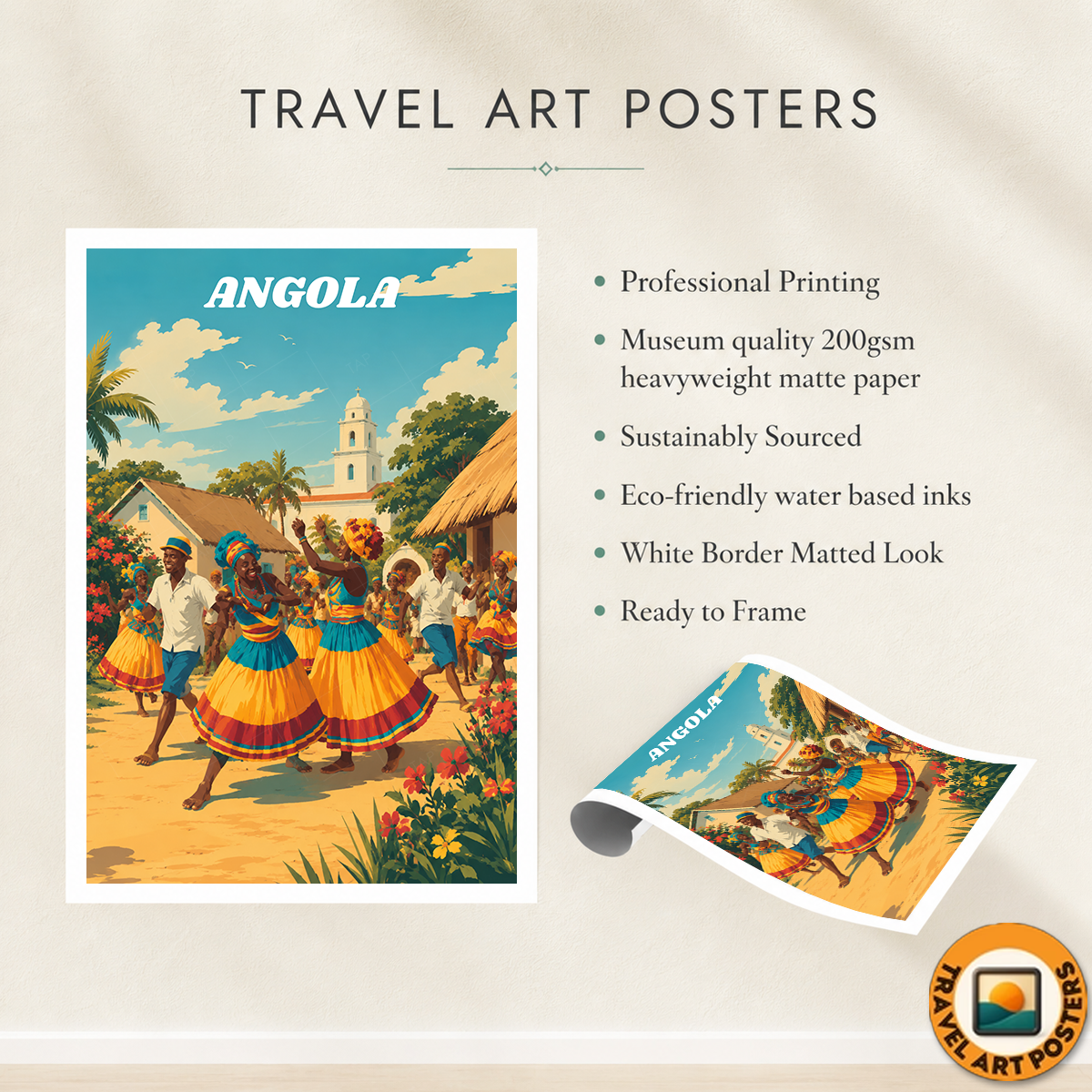 Angola - Travel Poster Vintage Style Wall Art Print - Art Print - Travel Art Poster