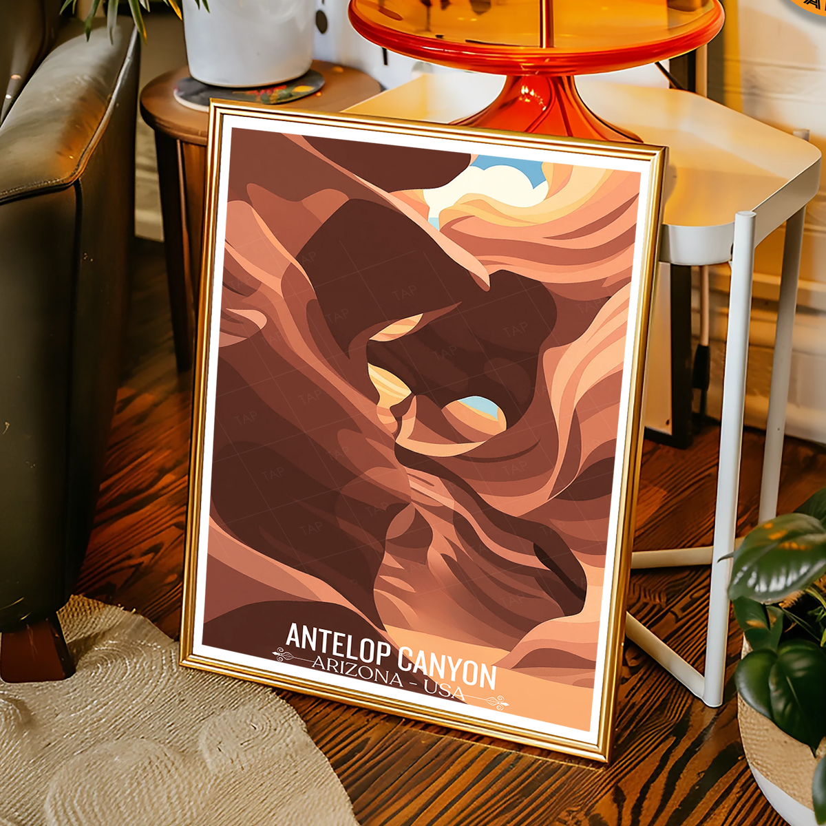 Antelop Canyon - Arizona USA - Travel Wall Art Deco Poster Print | Modern Style
