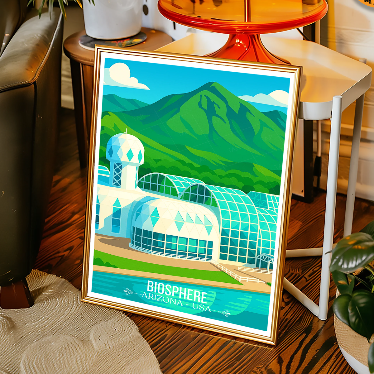 Biosphere - Arizona - USA - Travel Wall Art Deco Poster Print | Modern Style