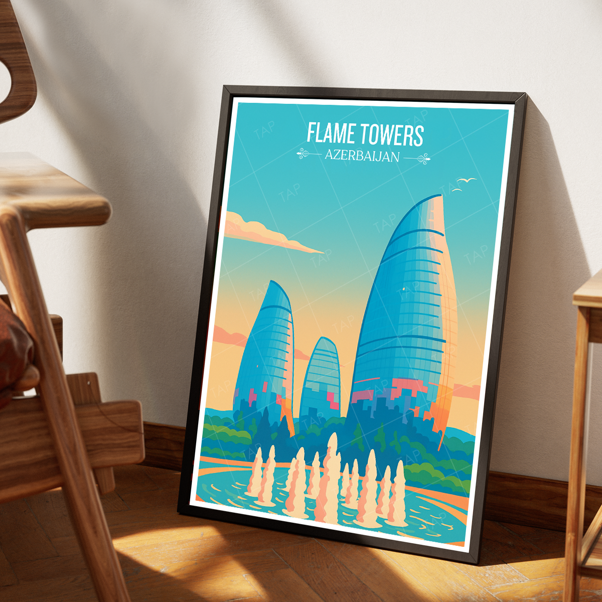 Flame Towers - Azerbaijan - Travel Wall Art Print - Art Print - Travel Art Poster