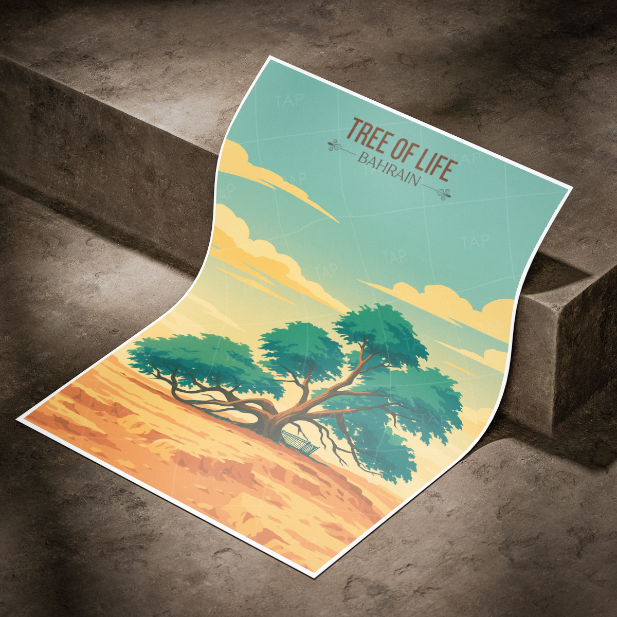 Tree of Life - 400 Years Old Tree Without Water - Bahrain - Travel Wall Art Print - Art Print - Travel Art Poster