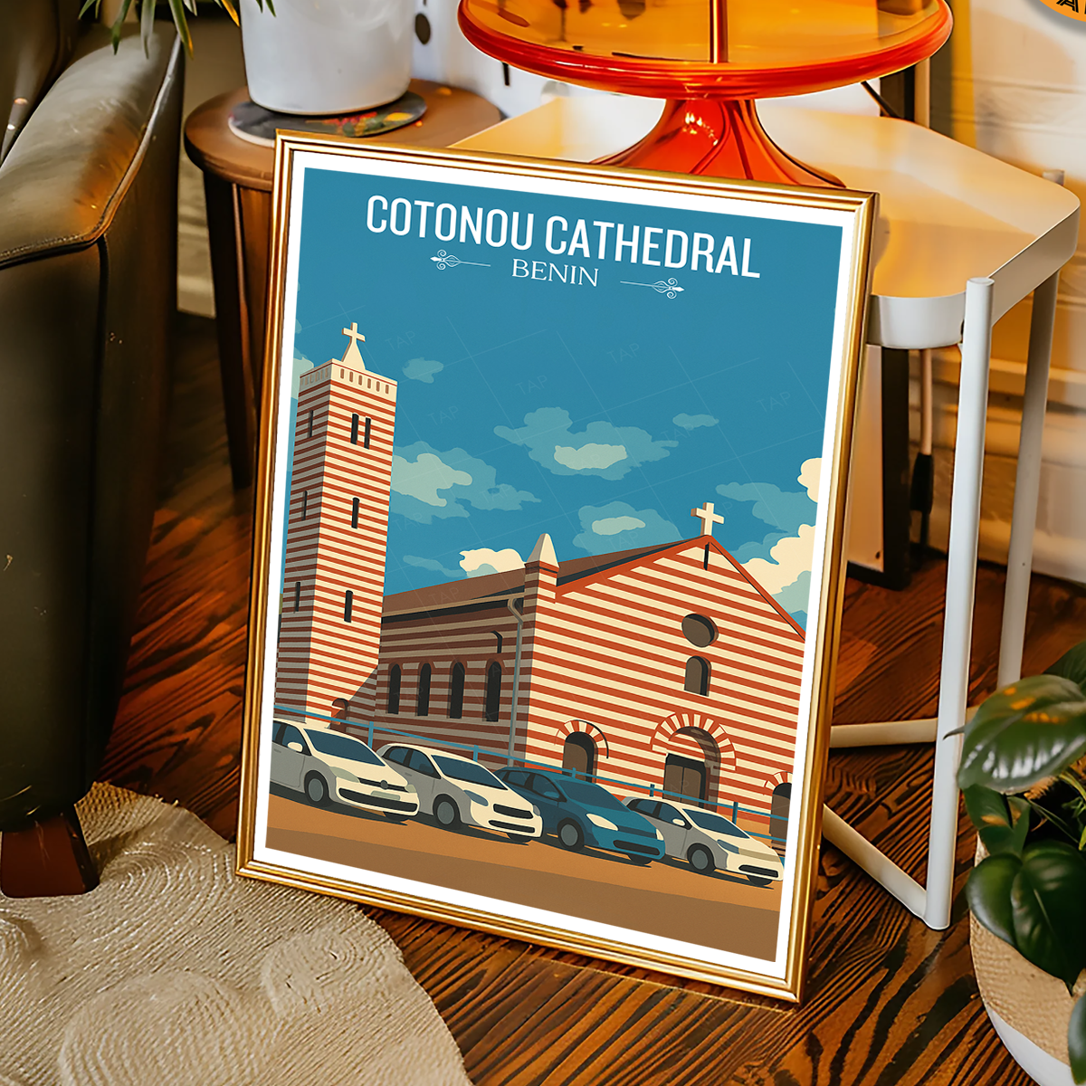 Cotonou Cathedral - Benin - Travel Poster Vintage Style Wall Art Print - Travel Art Poster Print