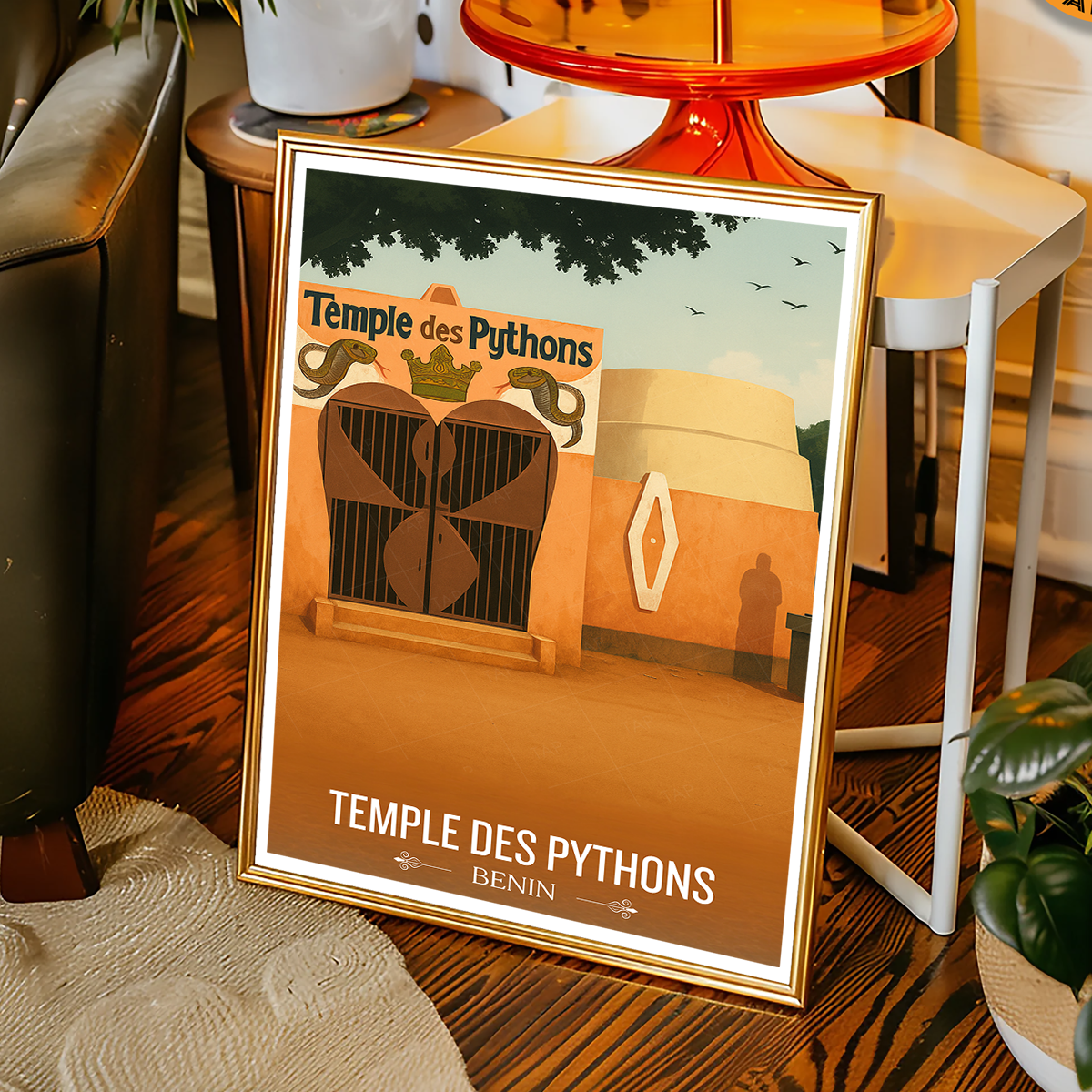 Temple des Pythons - Benin - Travel Poster Vintage Style Wall Art Print - Travel Art Poster Print