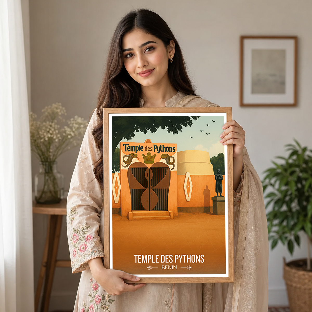 Temple des Pythons - Benin - Travel Poster Vintage Style Wall Art Print - Travel Art Poster Print