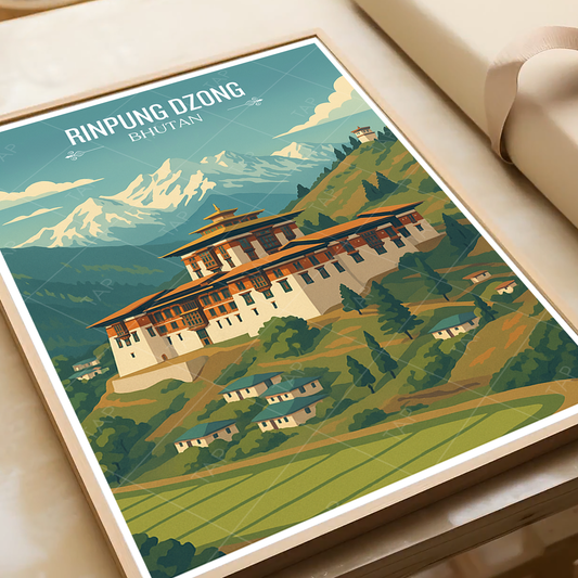 Rinpung Dzong - Bhutan - Travel Wall Art Print - Art Print - Travel Art Poster