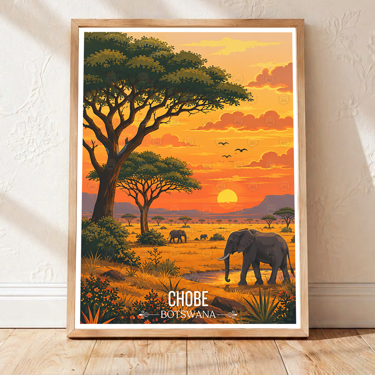 Chobe National Park - Botswana - Travel Wall Art Deco Poster Print - Travel Art Poster Print