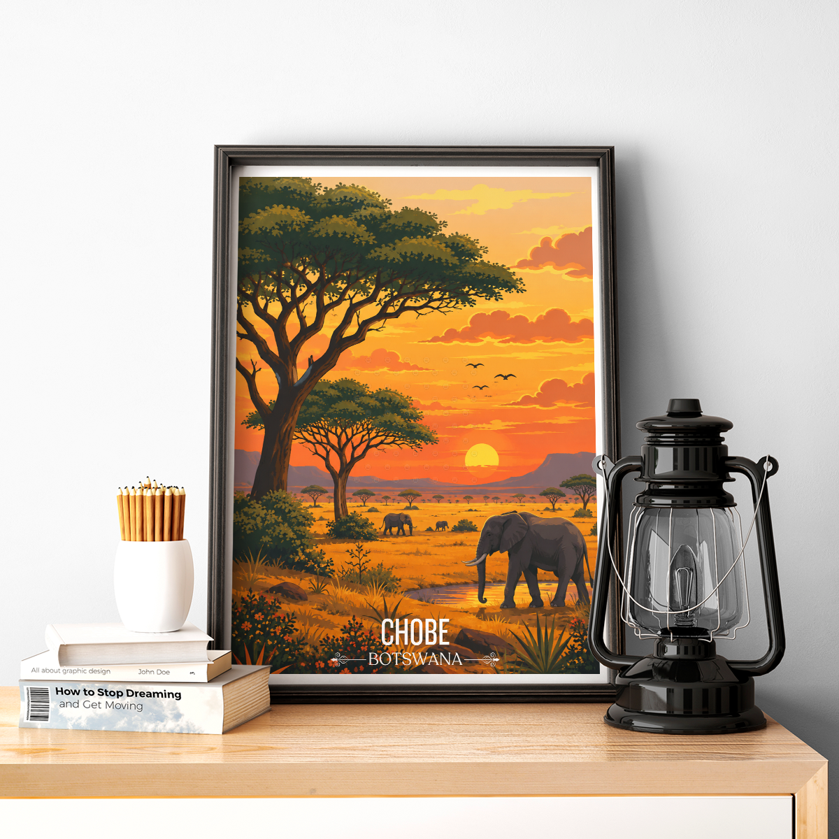 Chobe National Park - Botswana - Travel Wall Art Deco Poster Print - Travel Art Poster Print