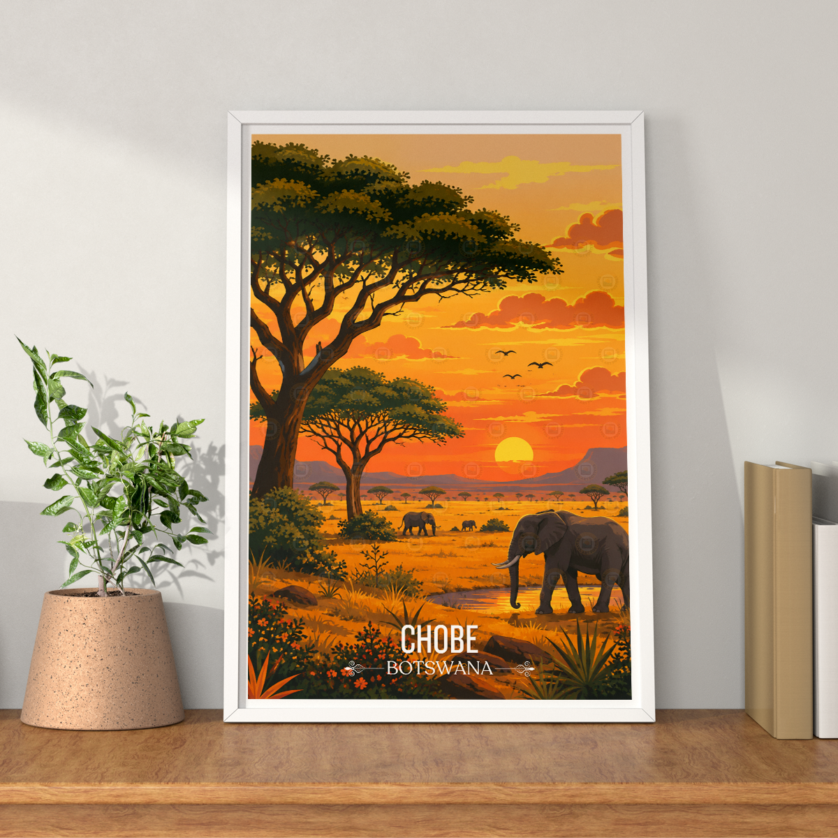 Chobe National Park - Botswana - Travel Wall Art Deco Poster Print - Travel Art Poster Print