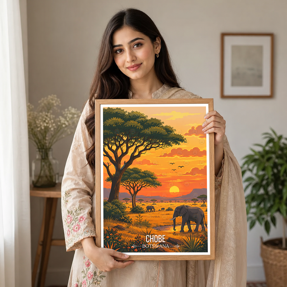 Chobe National Park - Botswana - Travel Wall Art Deco Poster Print - Travel Art Poster Print