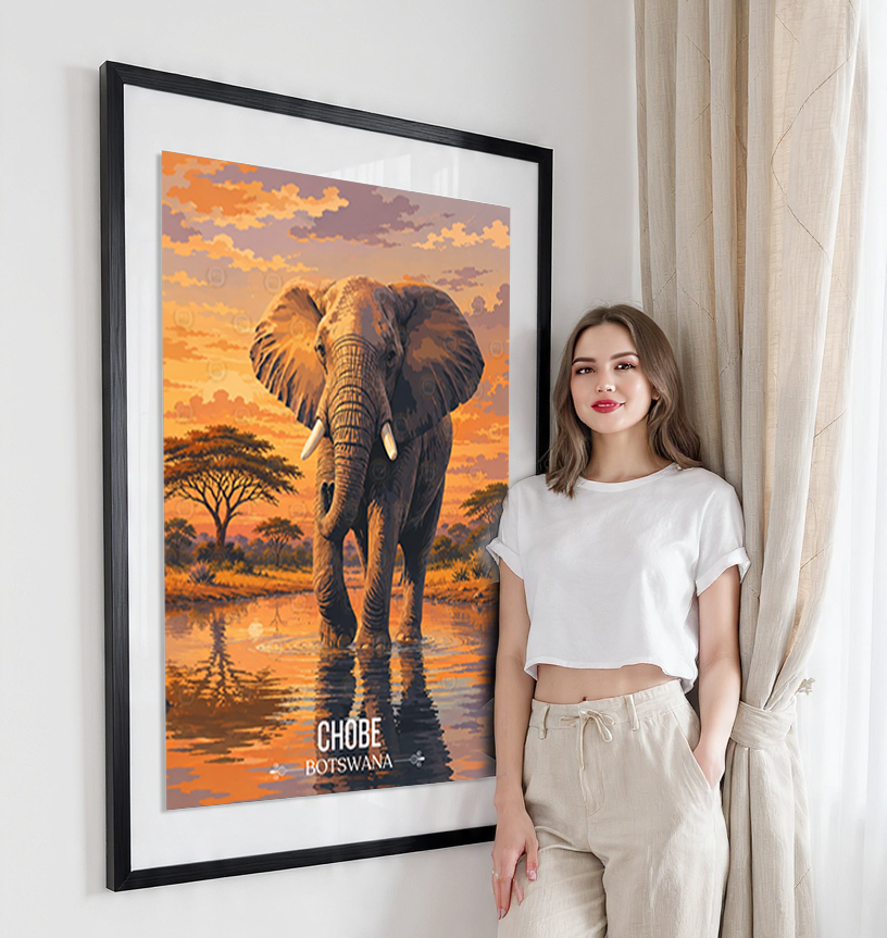 Chobe National Park - Botswana - Travel Wall Art Deco Poster Print - Travel Art Poster Print