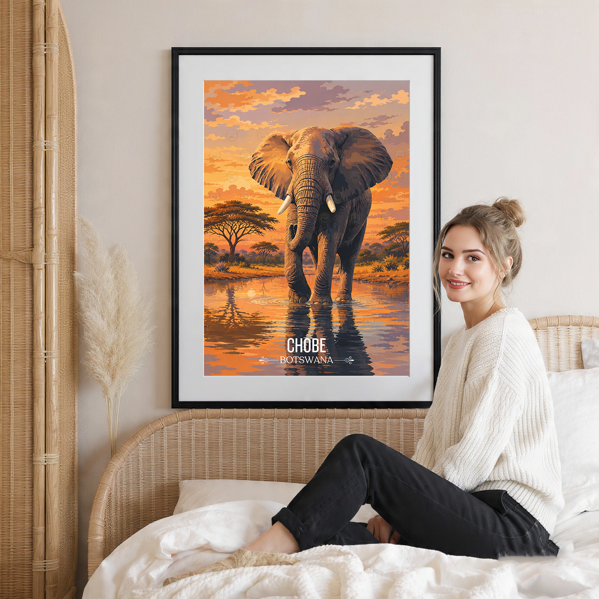 Chobe National Park - Botswana - Travel Wall Art Deco Poster Print - Travel Art Poster Print