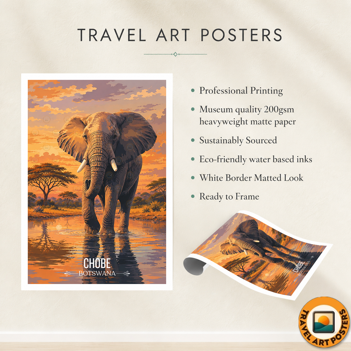 Chobe National Park - Botswana - Travel Wall Art Deco Poster Print - Travel Art Poster Print